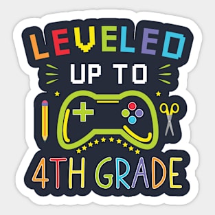 Leveled Up To 4th Grade, First Day Of School Gift For Gaming Lover Sticker